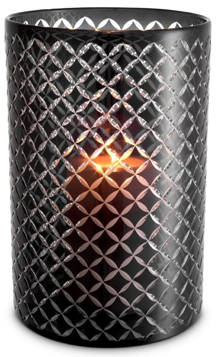 Casa Padrino Luxus Glas Kerzenleuchter Schwarz Ø 21 x H. 31 cm - Hotel Accessoires - Restaurant Accessoires - Gastronomie Accessoires - Luxus Qualität