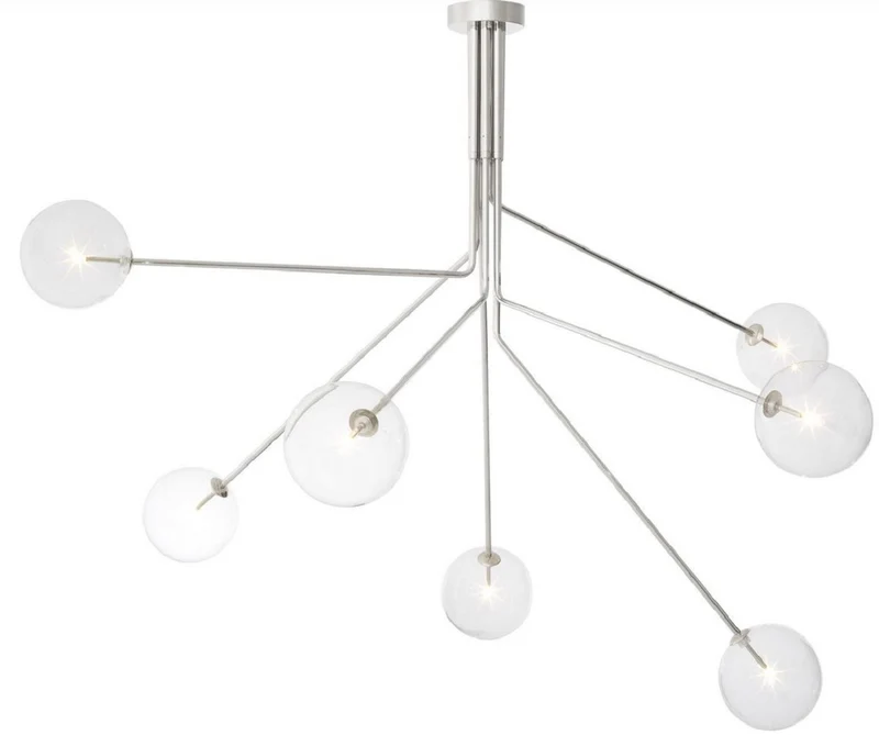 Casa Padrino Luxus Halogen Kronleuchter Silber 192 x 192 x H. 85 cm - Moderner dimmbarer Kronleuchter mit runden Glas Lampenschirmen - Luxus Kollektion
