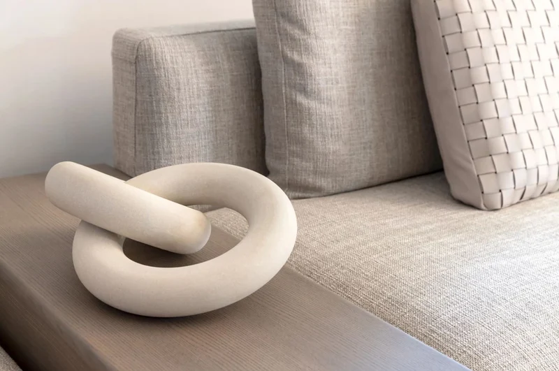 Casa Padrino Luxus Sandstein Deko Objekt Ringe Creme-Beige - Wohnzimmer Dekoration