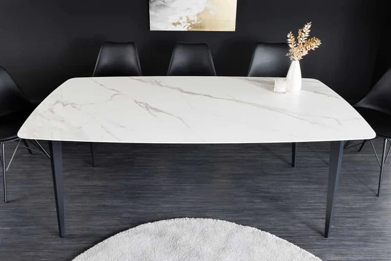Eleganter Esstisch VENEZIA 180cm weiss-schwarz Marmor-Optik Keramik