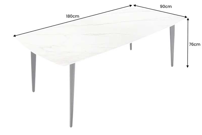 Eleganter Esstisch VENEZIA 180cm weiss-schwarz Marmor-Optik Keramik