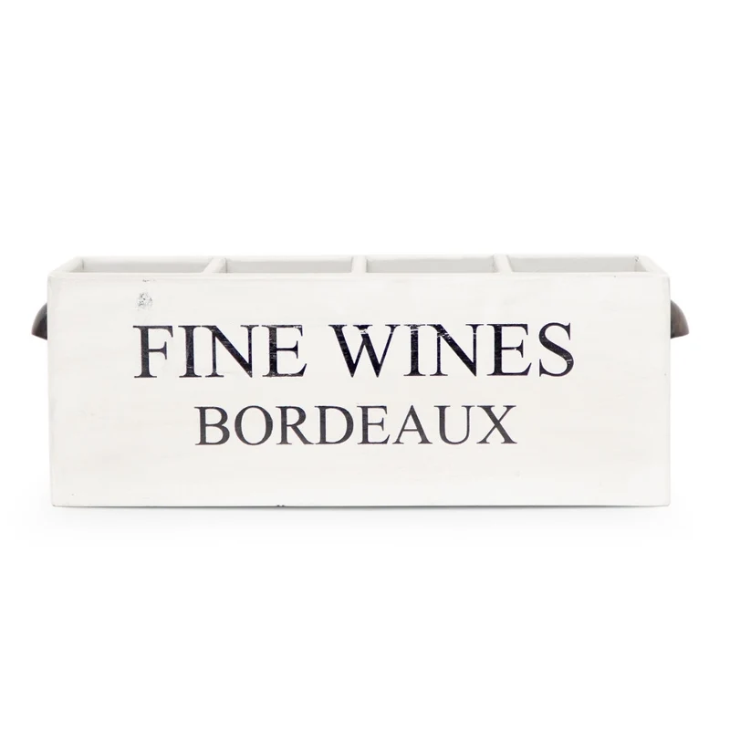 Dekorative Flaschenbox CHATEAU 45cm antik-weiss Mahagony