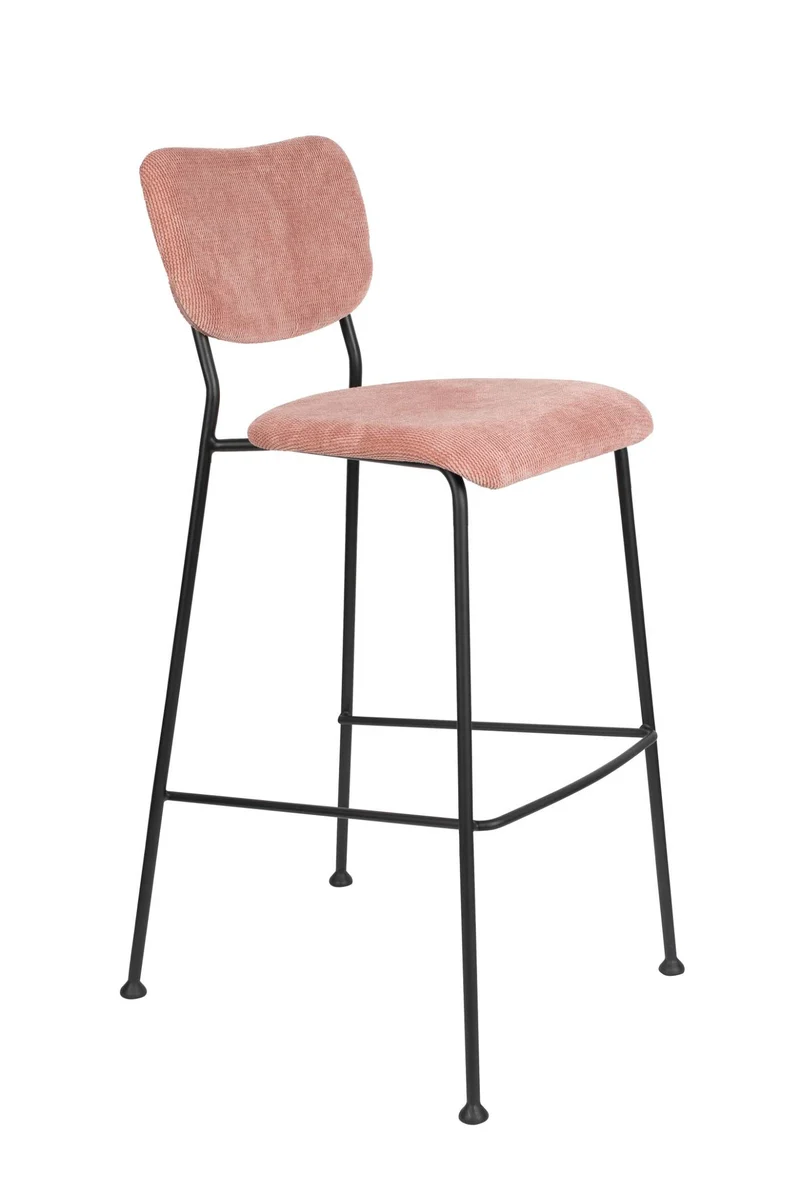 Barhocker BENSON PINK von ZUIVER mit trendigen Cordstoff