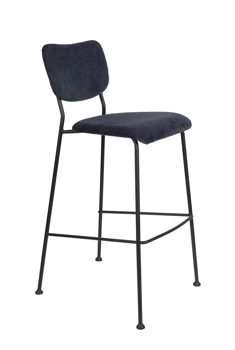 Barhocker BENSON DARK BLUE von ZUIVER mit trendigen Cordstoff