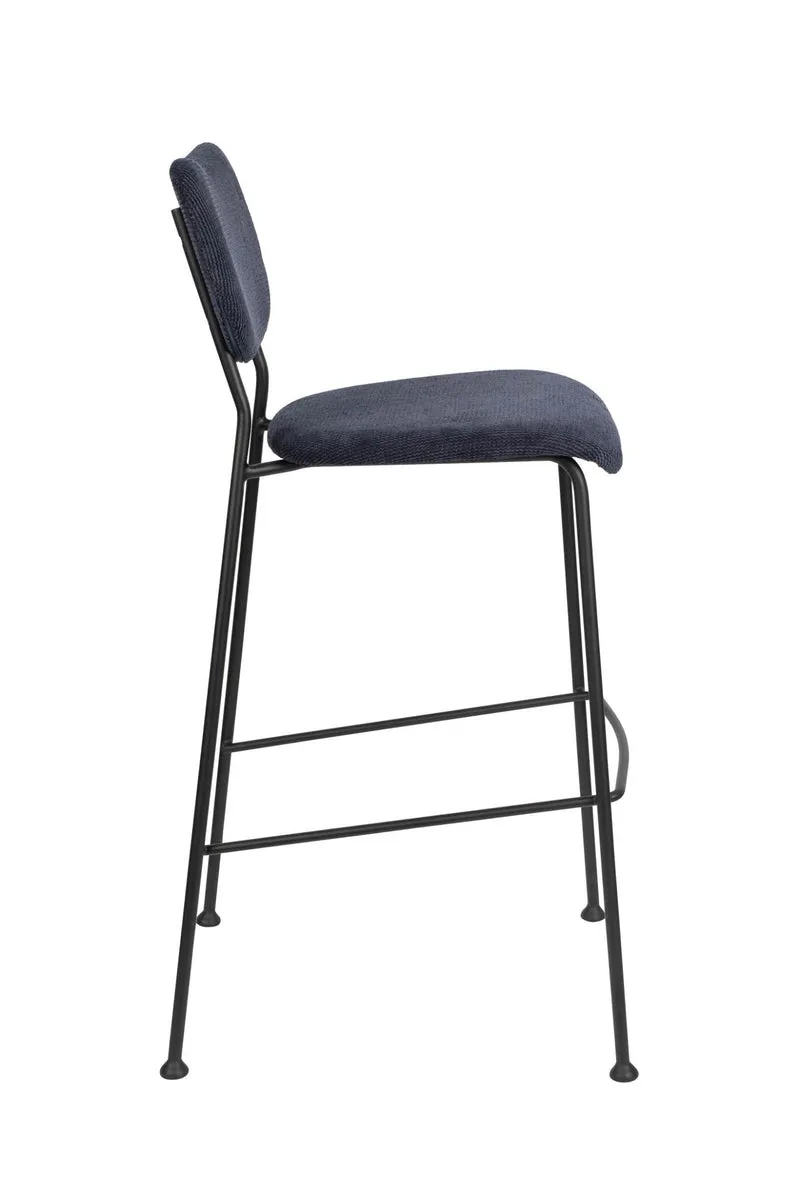 Barhocker BENSON DARK BLUE von ZUIVER mit trendigen Cordstoff