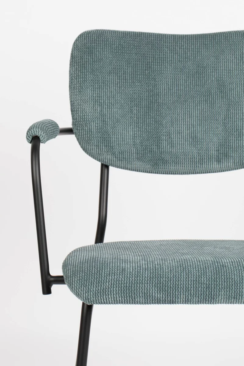 ZUIVER Armlehnstuhl BENSON GREY BLUE mit trendigen Cordstoff