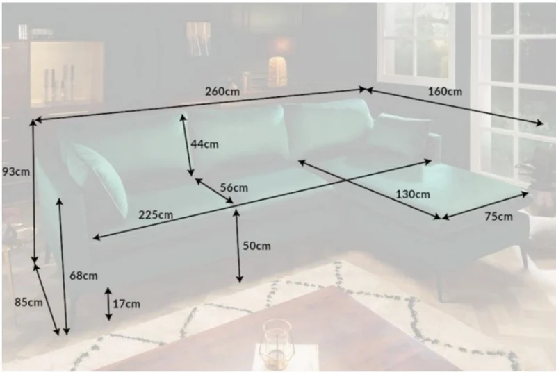 Casa Padrino Samt Ecksofa Smaragdgrün / Schwarz 260 x 160 x H. 93 cm - Wohnzimmer Sofa mit Kissen im Retro Style - Wohnzimmer Möbel