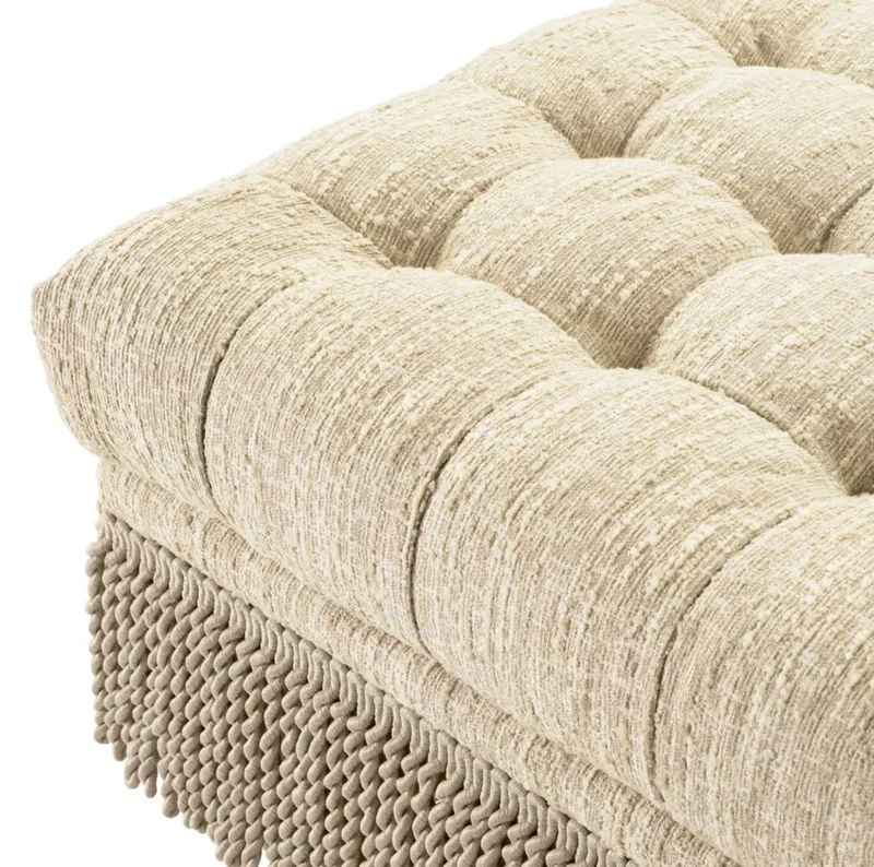 Casa Padrino Luxus Chesterfield Hocker Creme 125 x 125 x H. 47 cm - Quadratischer Fußhocker