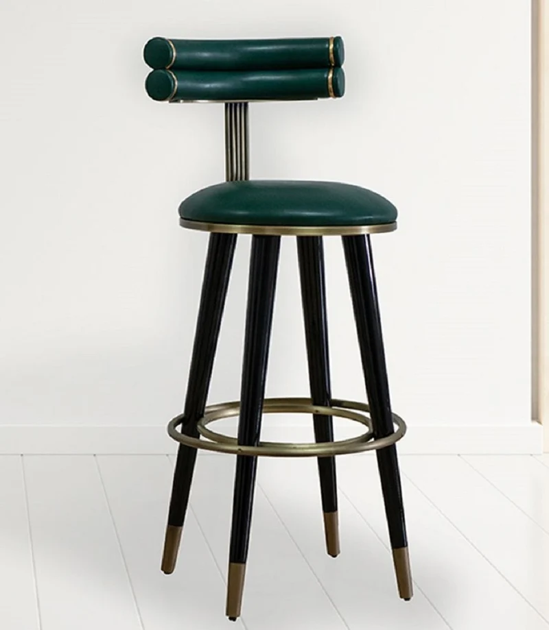 Casa Padrino Luxus Barstuhl Grün / Schwarz / Antik Messing H. 98 cm - Hotel & Bar Möbel