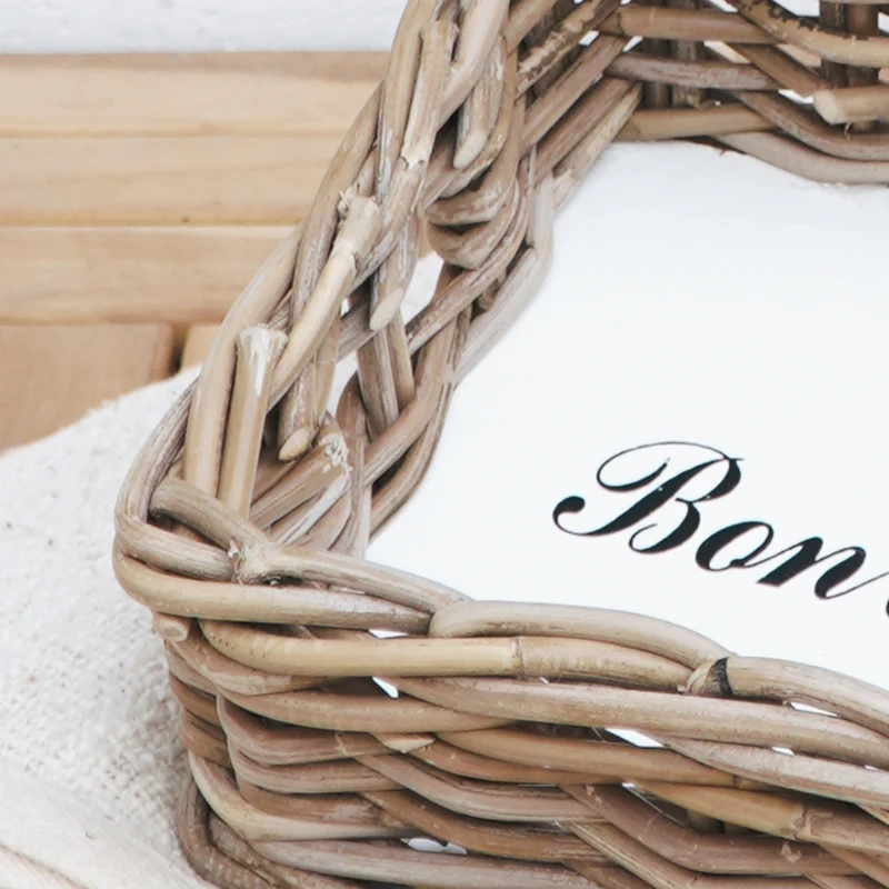 Landhaus-Tablett BON APPETIT 42x27cm Kubu Grey Rattan Handarbeit