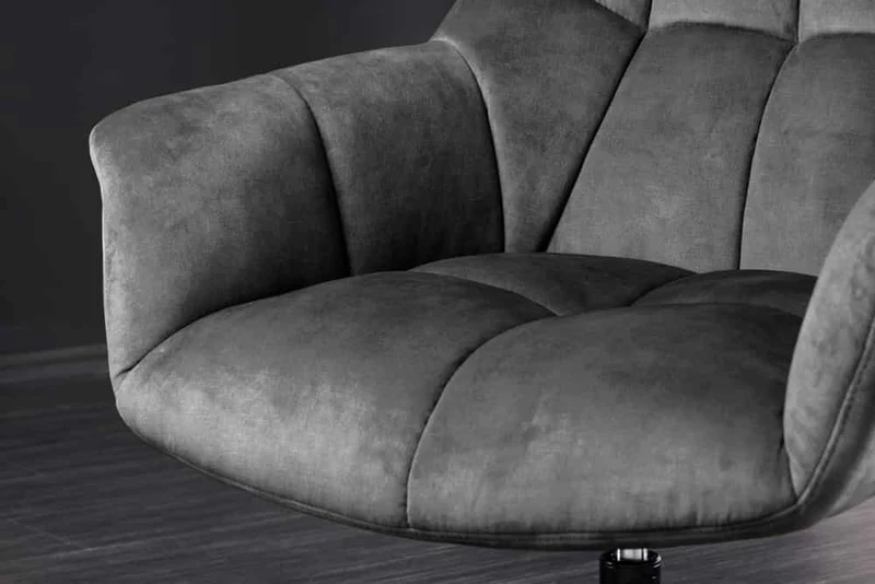 Höhenverstellbarer Drehsessel LYON grau Samt Metallgestell