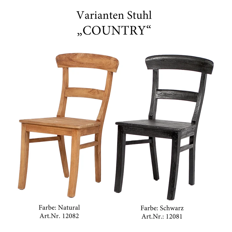 Landhaus Teak Stuhl COUNTRY Bleached Massivholz Holzstuhl