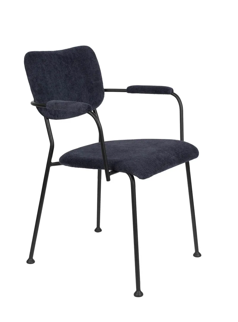ZUIVER Armlehnstuhl BENSON DARK BLUE mit trendigen Cordstoff