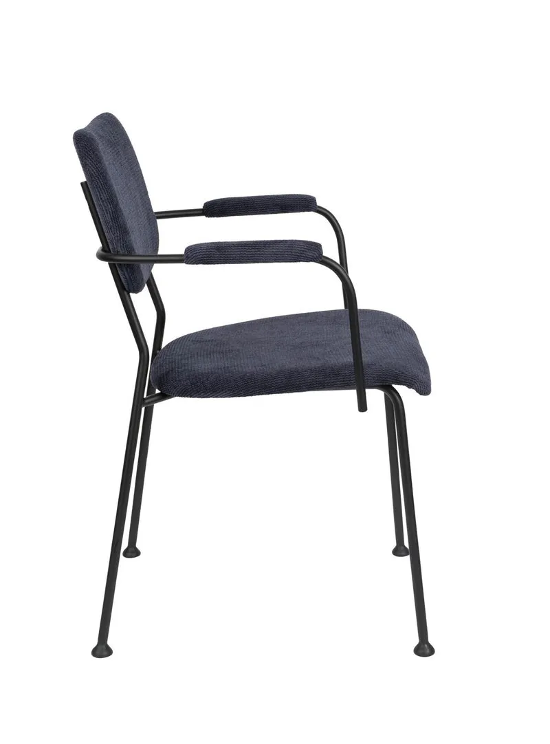 ZUIVER Armlehnstuhl BENSON DARK BLUE mit trendigen Cordstoff