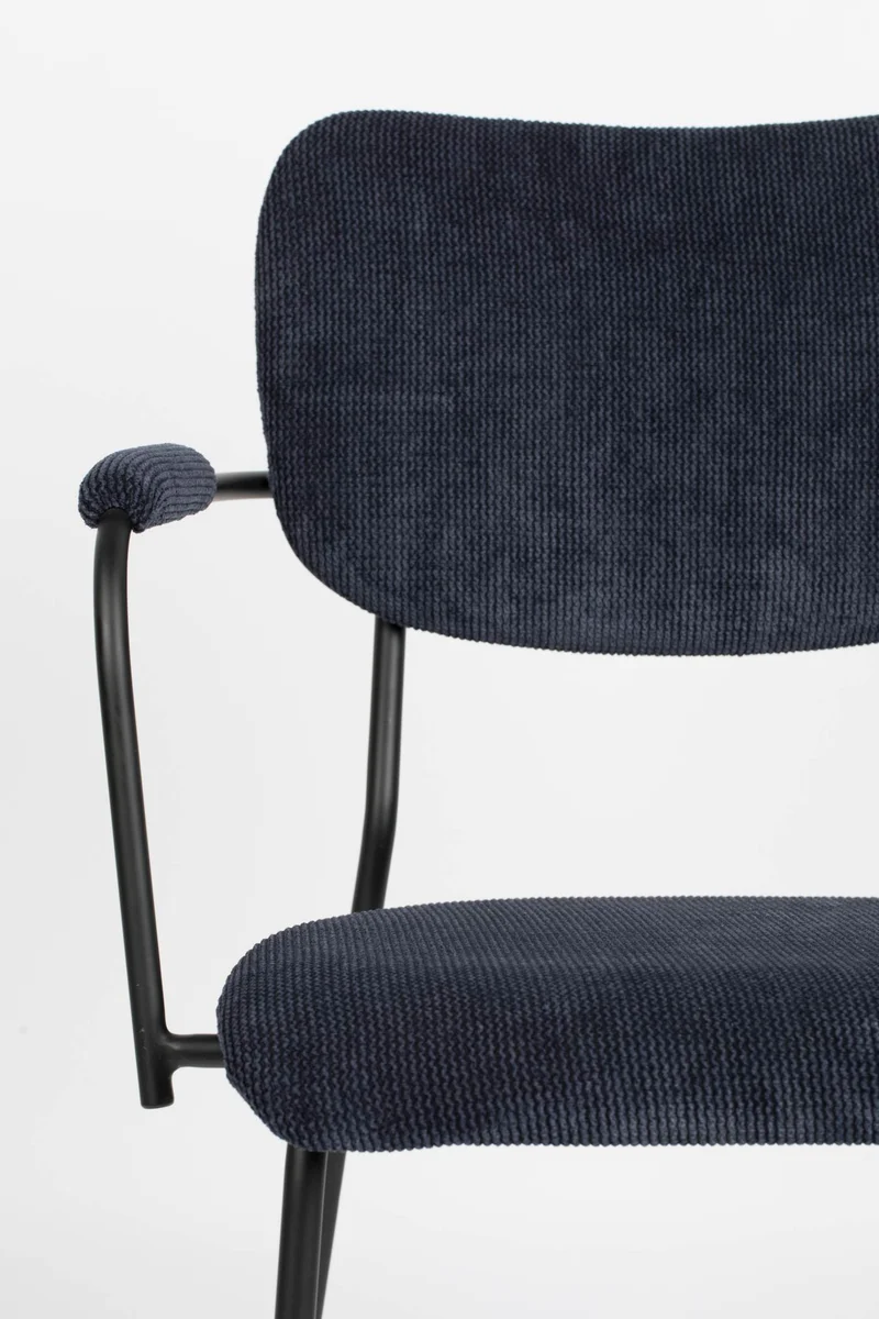 ZUIVER Armlehnstuhl BENSON DARK BLUE mit trendigen Cordstoff
