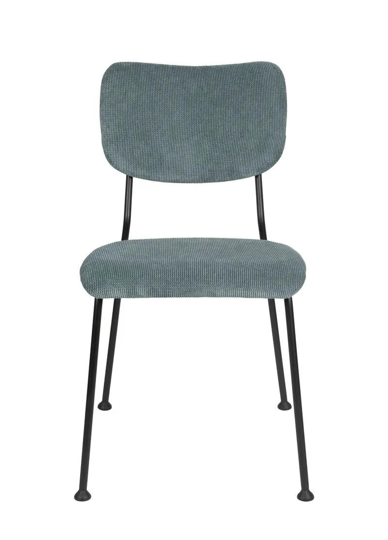 Esszimmerstuhl BENSON GREY BLUE von ZUIVER mit trendigen Cordstoff