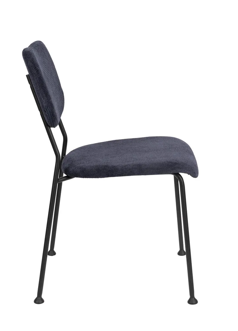 Esszimmerstuhl BENSON DARK BLUE von ZUIVER mit trendigen Cordstoff