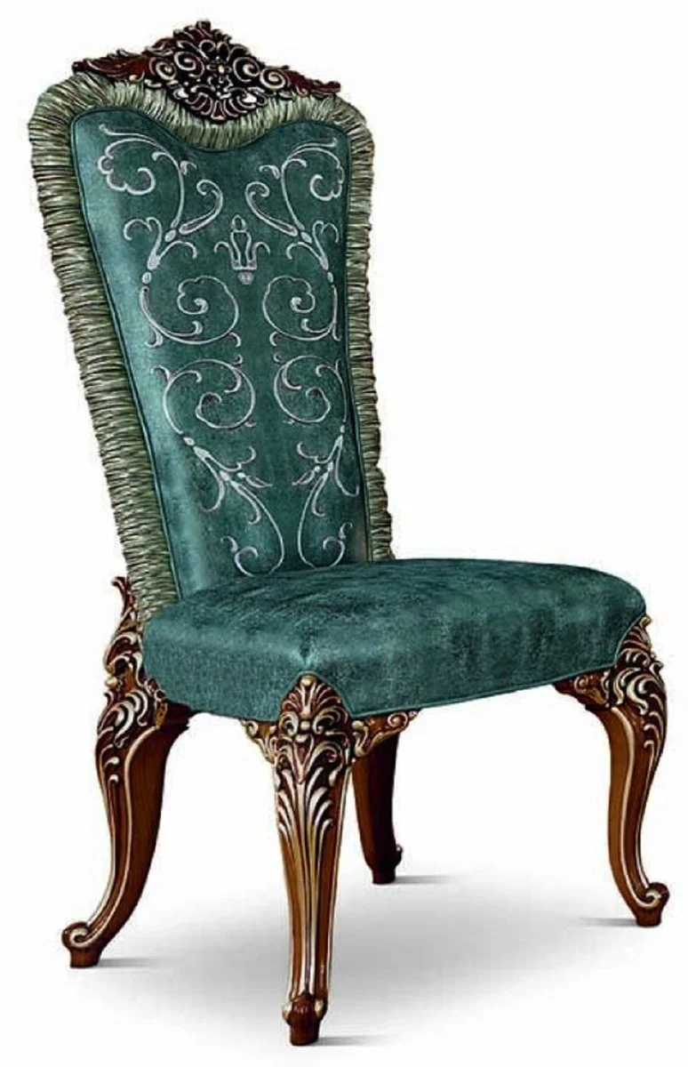 Casa Padrino Luxus Barock Esszimmer Stuhl Grün / Braun / Gold - Made in Italy