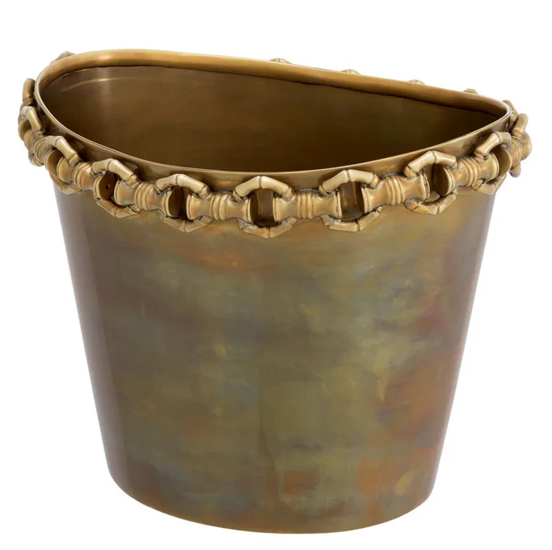 Casa Padrino Luxus Weinkühler Vintage Messing H. 21 cm - Champagnerkühler - Hotel Accessoires