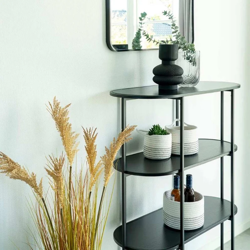 Modernes Regal LEVEN 110cm schwarz vier Regalböden Industrial-Look
