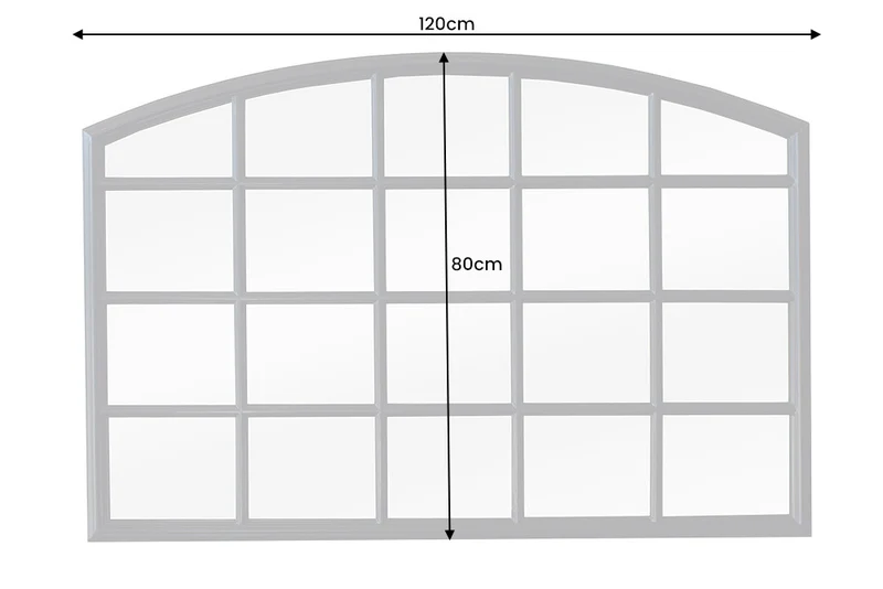 Design Rundbogen-Fenster-Spiegel 120cm schwarz Sprossen Landhaus