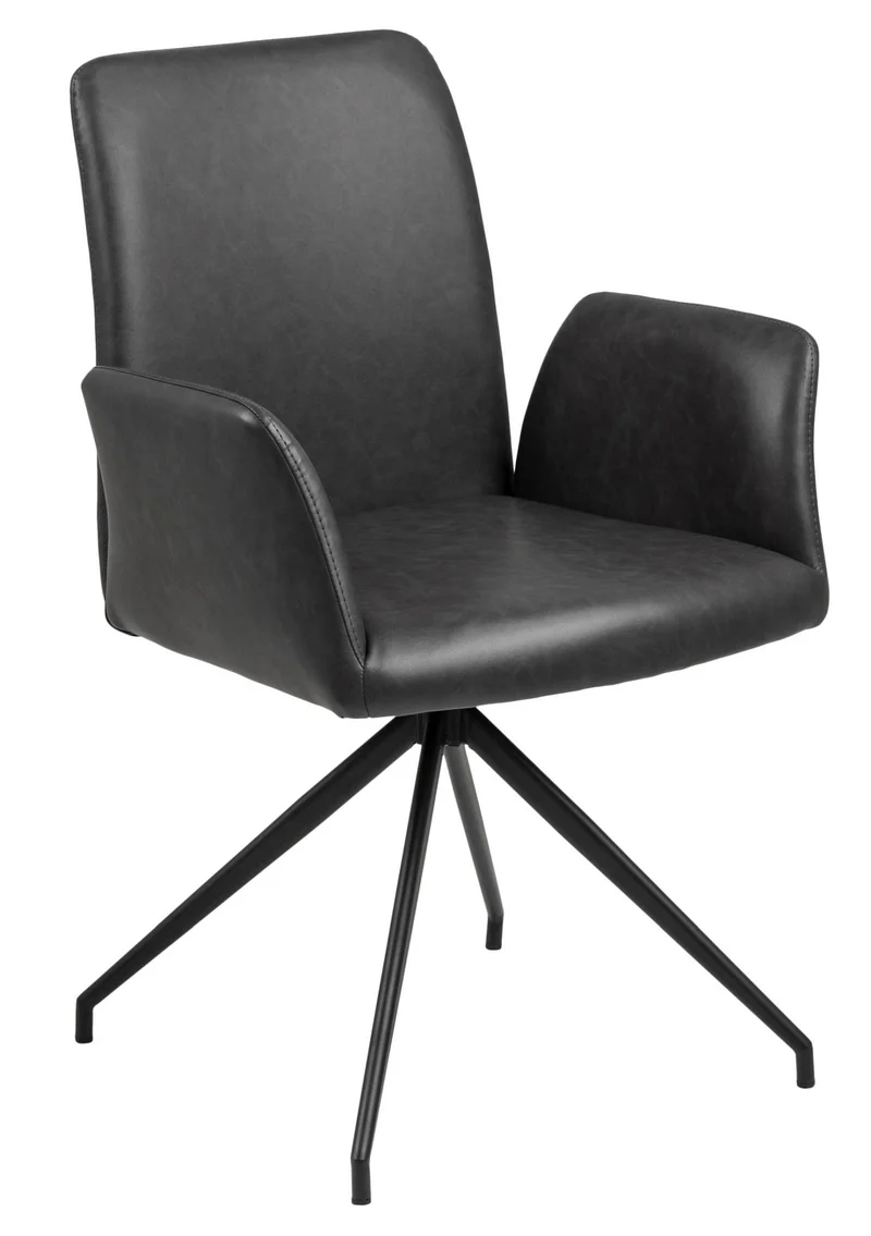 Esszimmerstuhl NAYA drehbar in Kunstleder Vintage schwarz