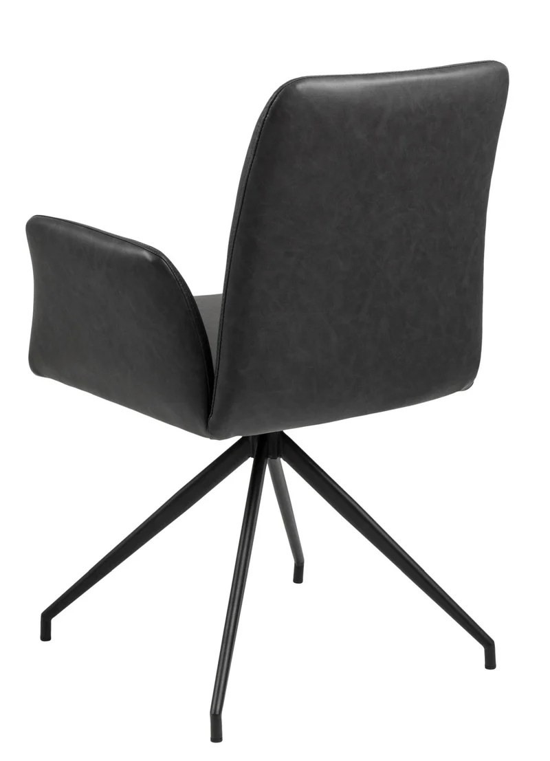 Esszimmerstuhl NAYA drehbar in Kunstleder Vintage schwarz