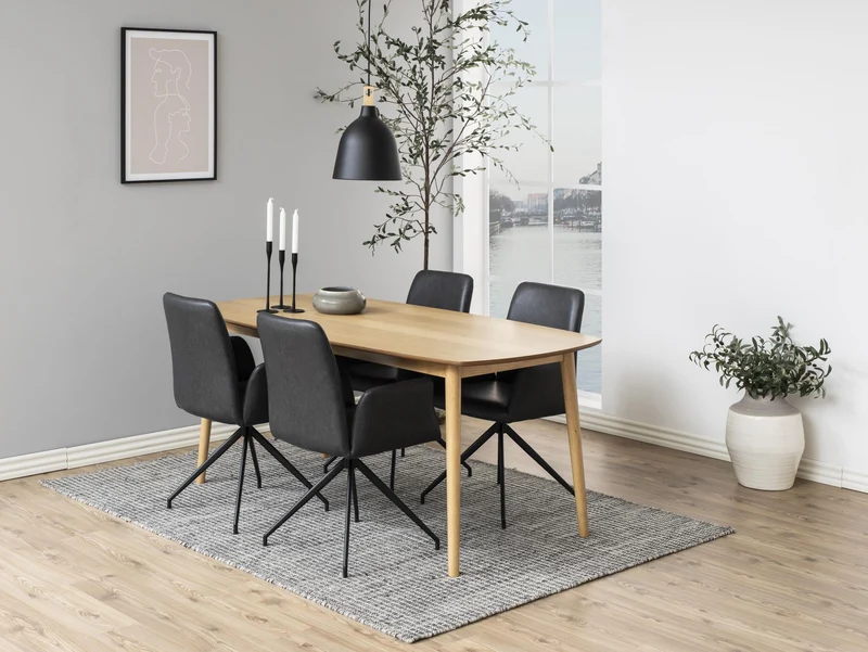Esszimmerstuhl NAYA drehbar in Kunstleder Vintage schwarz