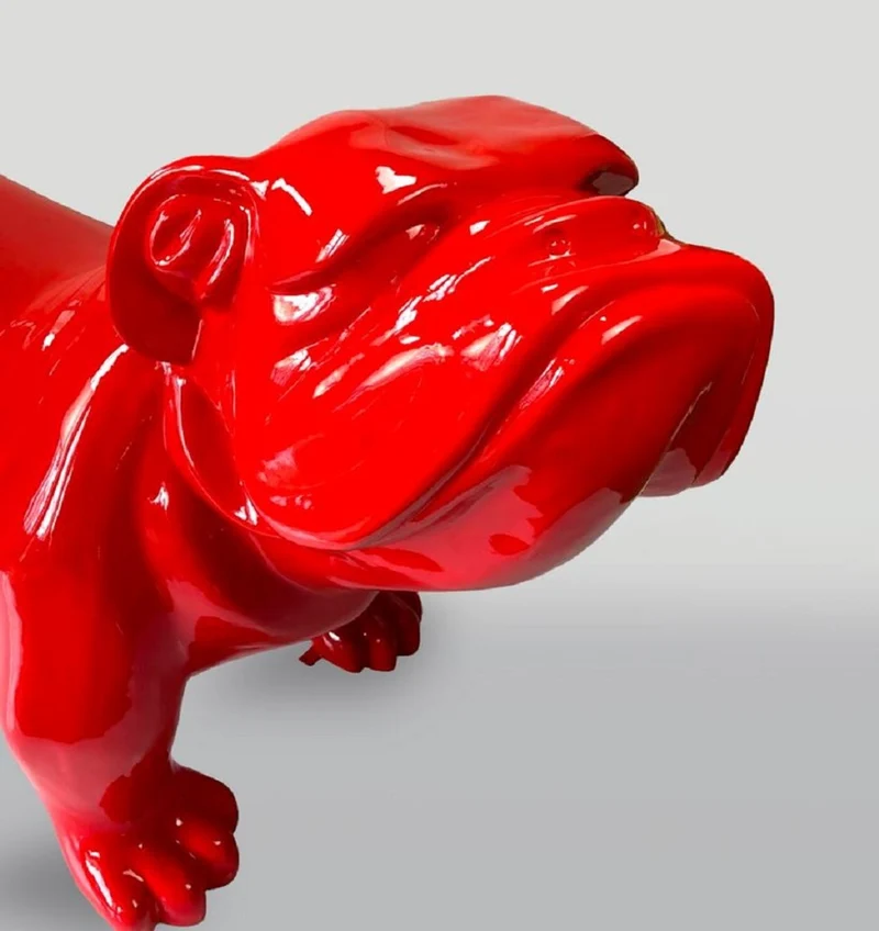 Casa Padrino XXL Deko Skulptur Hund Bulldogge Rot 226 cm - Riesige Garten Figur