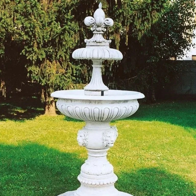 Casa Padrino Barock Springbrunnen Weiß Ø 95 x H. 215 cm - Made in Italy