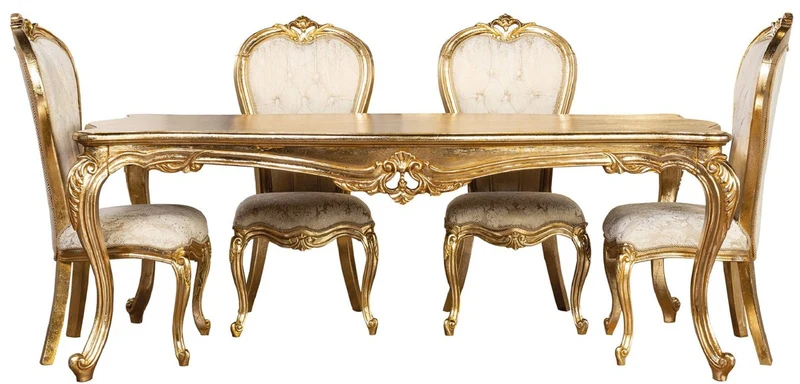 Casa Padrino Luxus Barock Esszimmer Stuhl Weiß / Gold - Barockstil Esszimmer Möbel