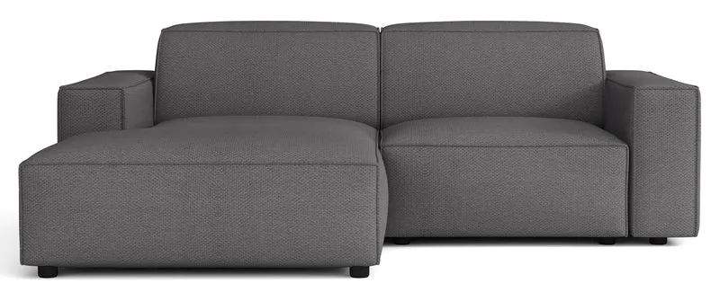 Modulares Ecksofa Sellmo L-förmig klein, linksseitig, dunkelgrauer hydrophober Chenillestoff