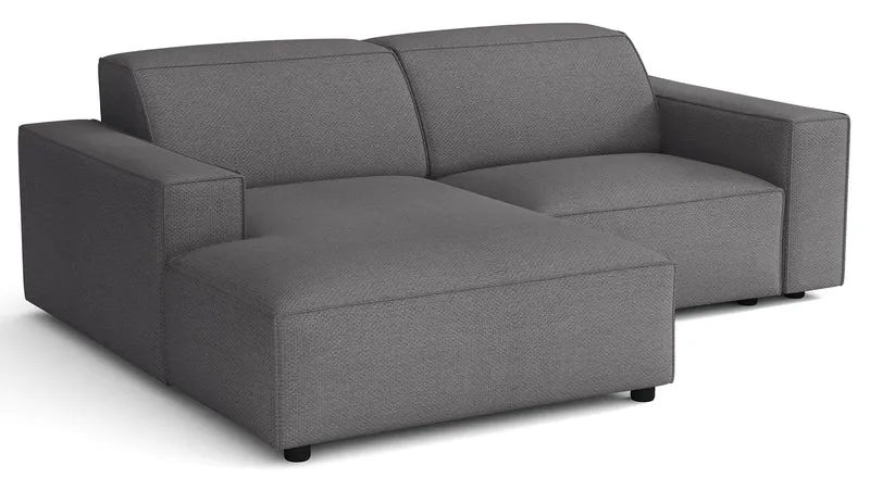 Modulares Ecksofa Sellmo L-förmig klein, linksseitig, dunkelgrauer hydrophober Chenillestoff