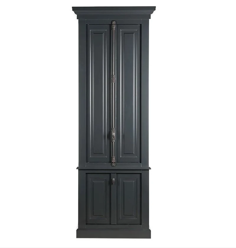 Casa Padrino Massivholz Schrank Grau mit großzügigem Stauraum 48 x 88 x 245cm mit 4 Türen