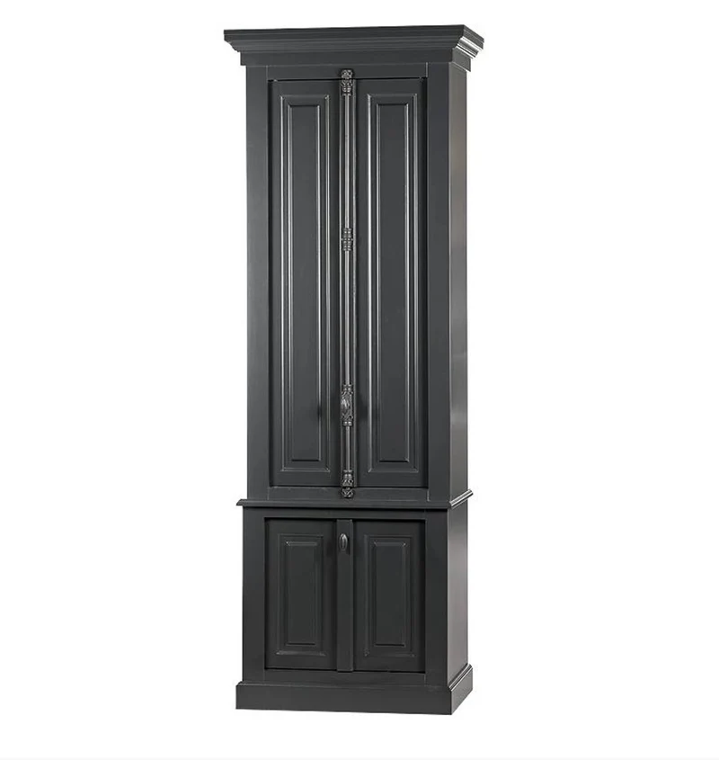 Casa Padrino Massivholz Schrank Grau mit großzügigem Stauraum 48 x 88 x 245cm mit 4 Türen