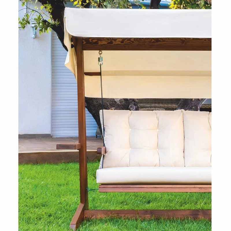 Casa Padrino Luxus Hollywood Schaukel Beige / Braun 220 cm - Garten Schaukel