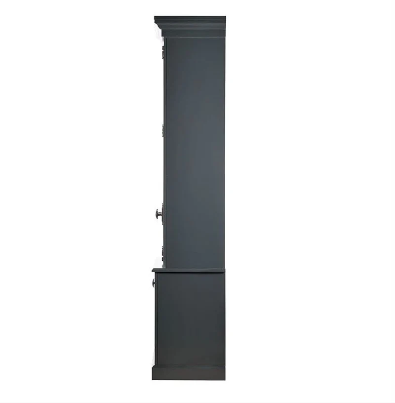 Casa Padrino Landhausstil Vitrine Grau 48 x 88 x 245 cm - Vitrinenschrank mit 4 Türen - Massivholz Schrank - Landhausstil Möbel