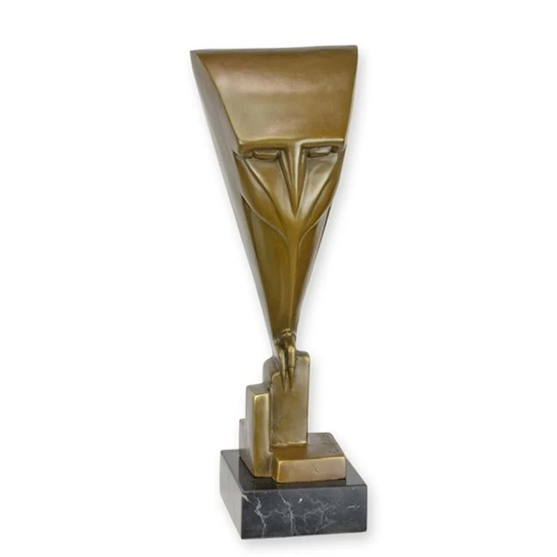 Casa Padrino Luxus Bronze Deko Figur Eule Art Deco Abstrakt 10 x 8.5 x H. 28.6 cm - Bronze Deko Skulptur