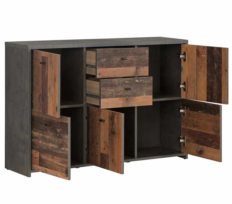 Kommode BEST CHEST K233 5-trg. 2 Schubladen Optik: Old Wood Vintage