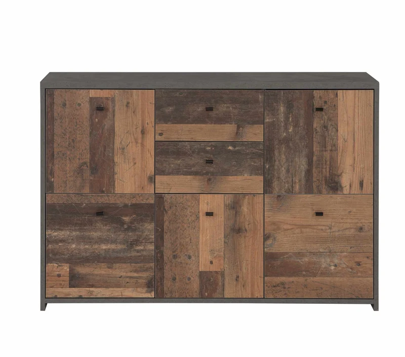 Kommode BEST CHEST K233 5-trg. 2 Schubladen Optik: Old Wood Vintage