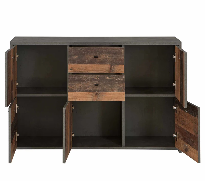 Kommode BEST CHEST K233 5-trg. 2 Schubladen Optik: Old Wood Vintage
