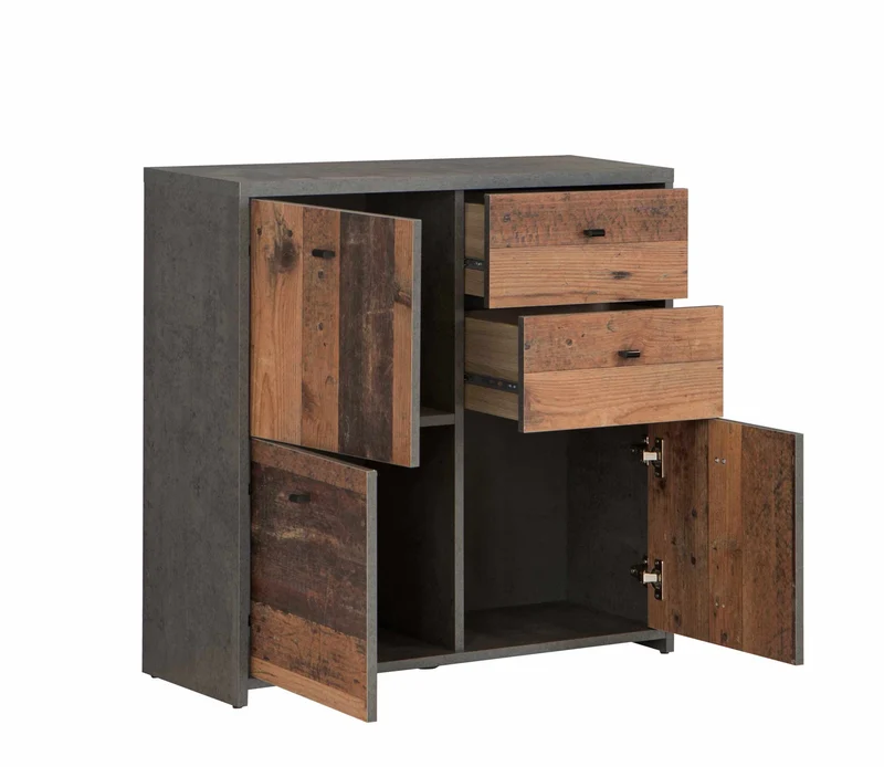 Kommode BEST CHEST K223 3-trg. 2 Schubladen Optik: Old Wood Vintage