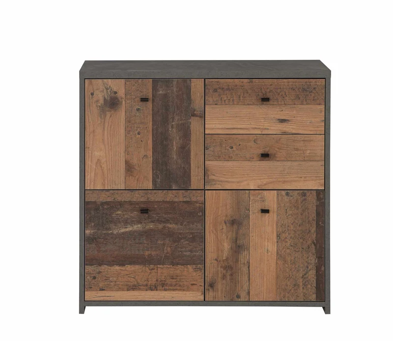 Kommode BEST CHEST K223 3-trg. 2 Schubladen Optik: Old Wood Vintage