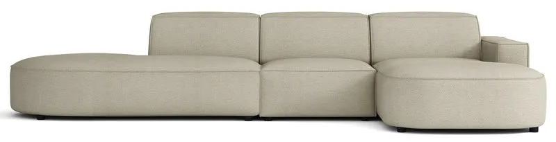 Modulares Ecksofa Sallmo L-förmig, rechtsseitig, grau-beige, hydrophober Chenille-Stoff