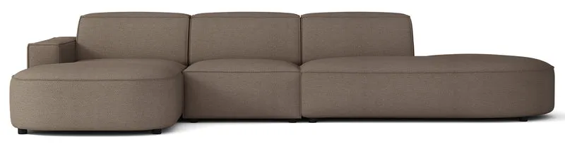 Modulares Ecksofa Sallmo, L-förmig, rechtsseitig, dunkelbeige, hydrophobes Chenille