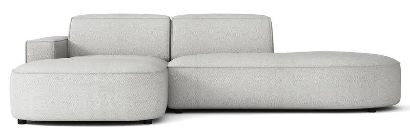 Modulares Ecksofa Sallmo, kleines L-förmiges Modell, linksseitig, hellgrauer hydrophober Chenille-Stoff