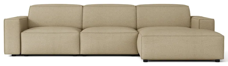 Modulares Ecksofa Sellmo, L-förmig, linksseitig, dunkelbeige, hydrophobes Chenille