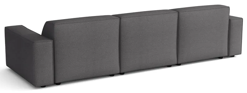 Modulares Ecksofa Sellmo, L-förmig, linksseitig, dunkelgrauer hydrophober Chenillestoff