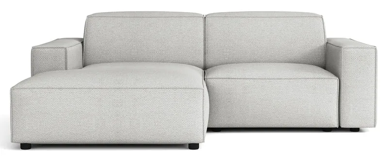 Modulares Ecksofa Sellmo, kleines L-förmiges, linksseitiges, hellgraues, hydrophobes Chenille