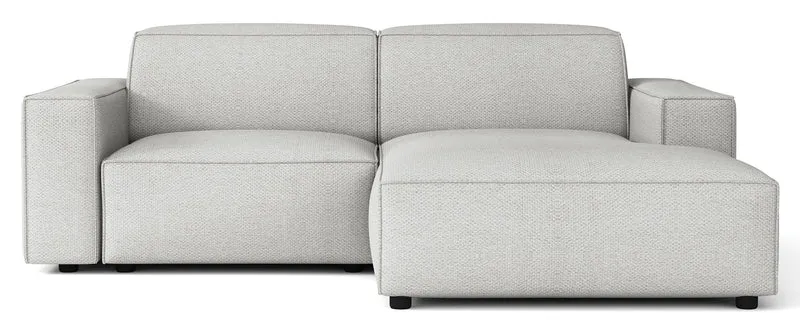 Modulares Ecksofa Sellmo, kleines L-förmiges, rechtsseitiges, hellgraues, hydrophobes Chenille
